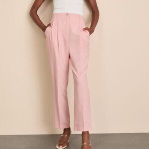 Lulus Sophisticated Company Light Pink Linen Straight Leg Trousers - Size S
